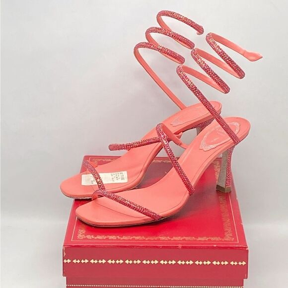 Rene Caovilla Crystal-Embellished Satin Sandals size 38.5 - Picture 9 of 12